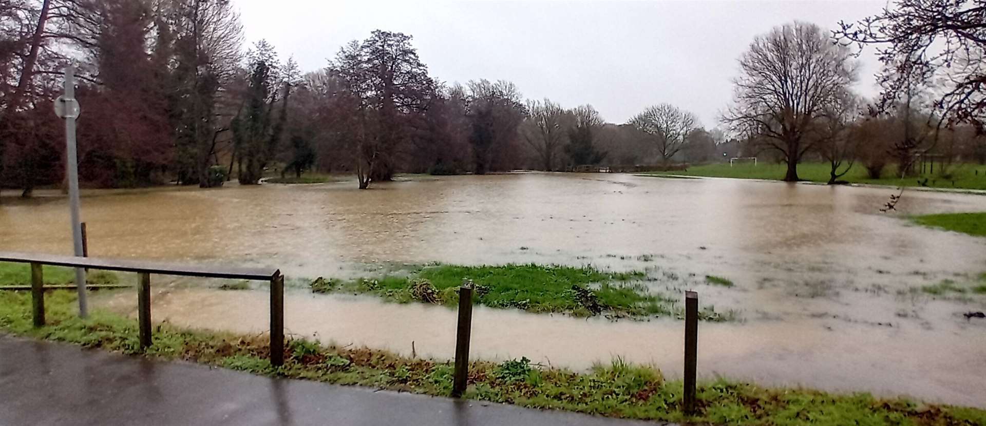 Flooding in Combs Ford earlier today. Picture: Stowmarket Police