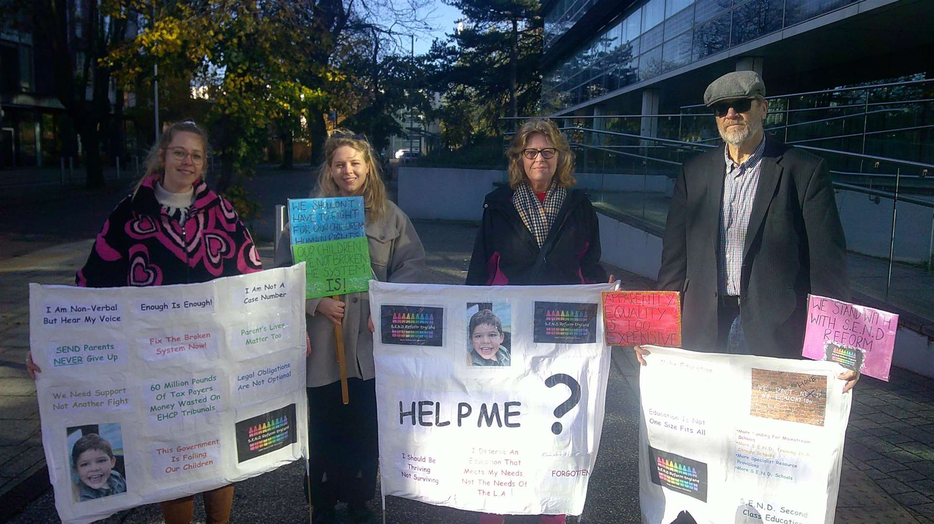 Jenny Woodard with her family outside Endeavour House. Picture: Ash Jones