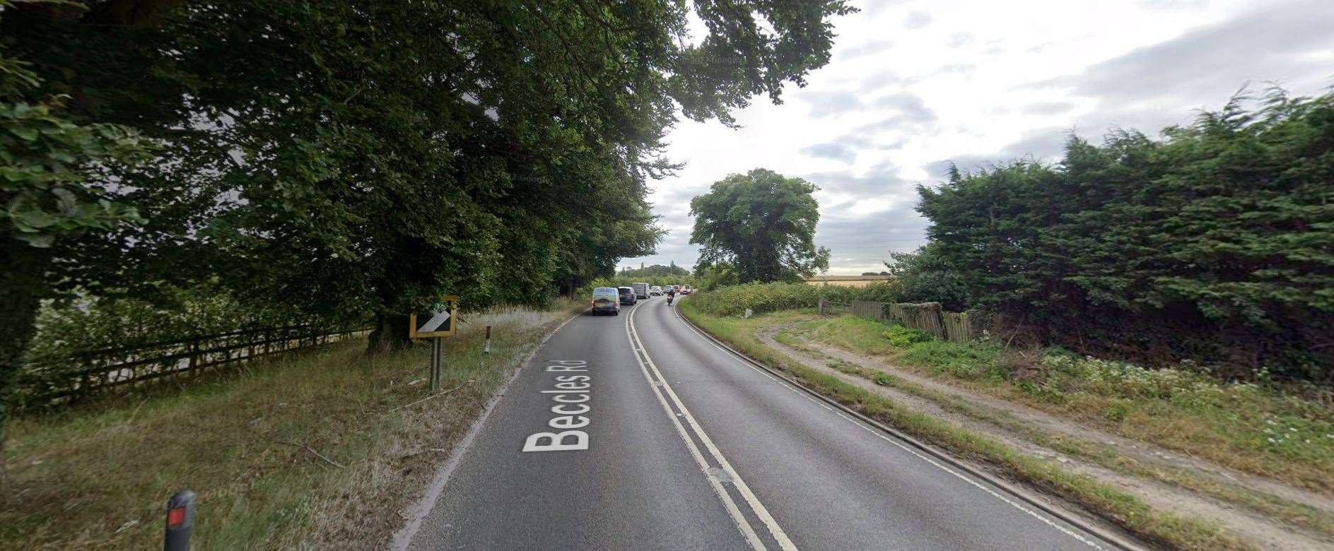 The A146 in Barnby, near Beccles, has reopened following a two-vehicle crash. Picture: Google Maps