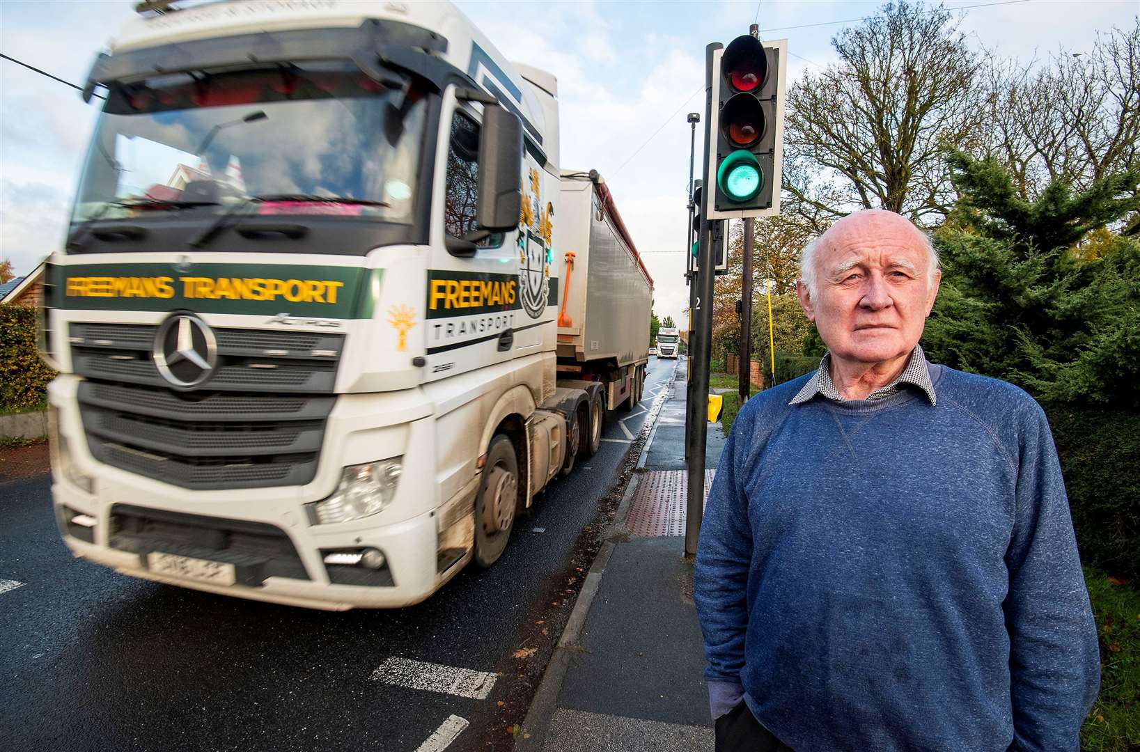 Great Barton resident Keith Allchin is calling for a bypass – he says lorries thundering through the village past pedestrian using narrow pavements is an accident waiting to happen Picture by Mark Westley