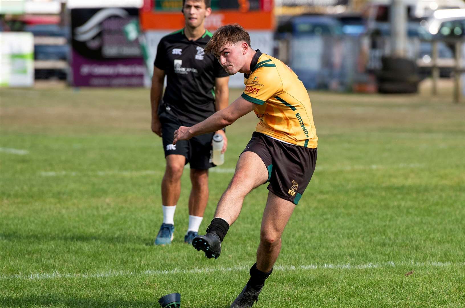 Teenager Harry Simpson had a memorable first start for Bury St Edmunds, ending with a try and five conversions to his name and the man-of-the-match champagne Picture: Mark Westley