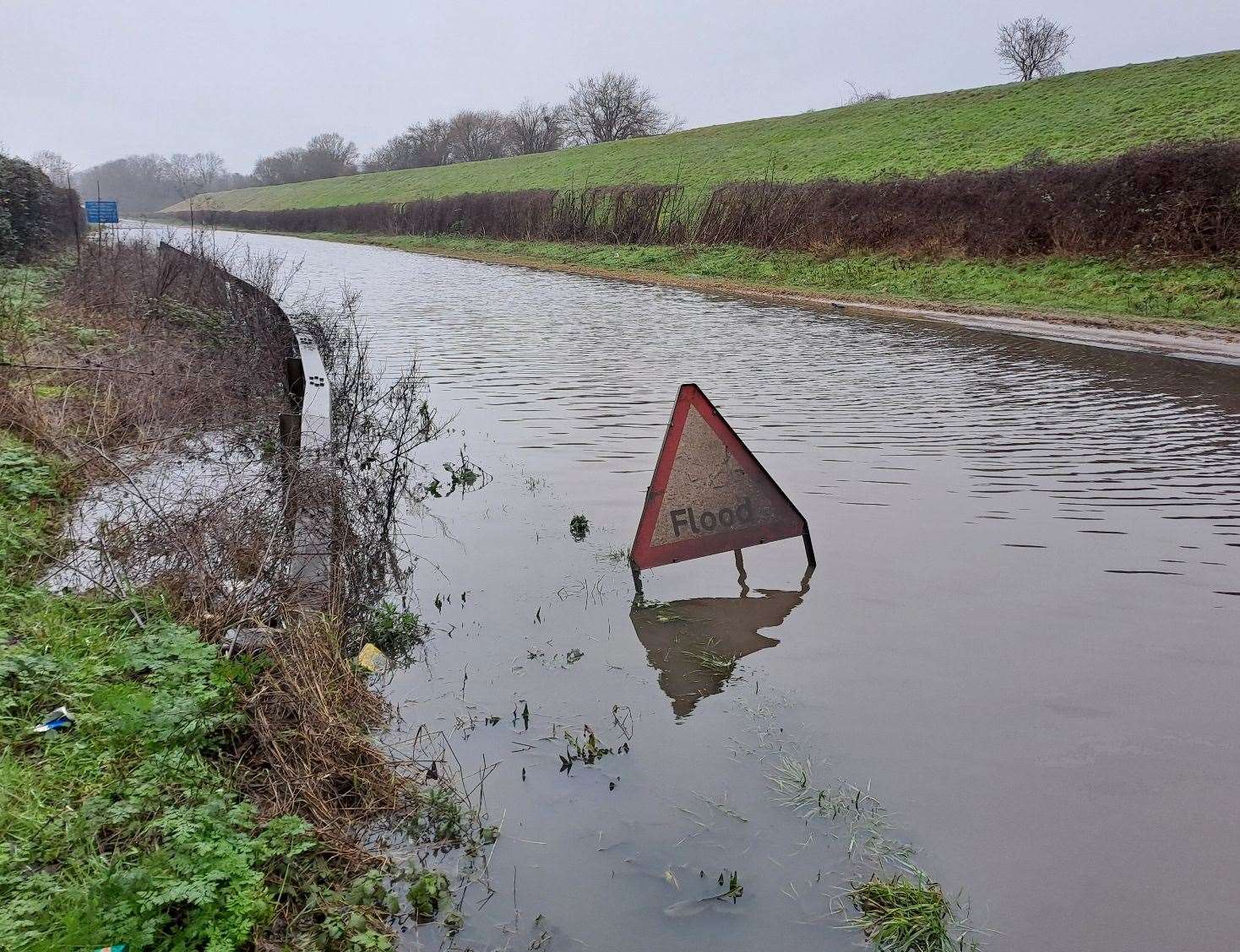 Flooding in Compiegne Way, Bury St Edmunds. Picture: Ross Waldron