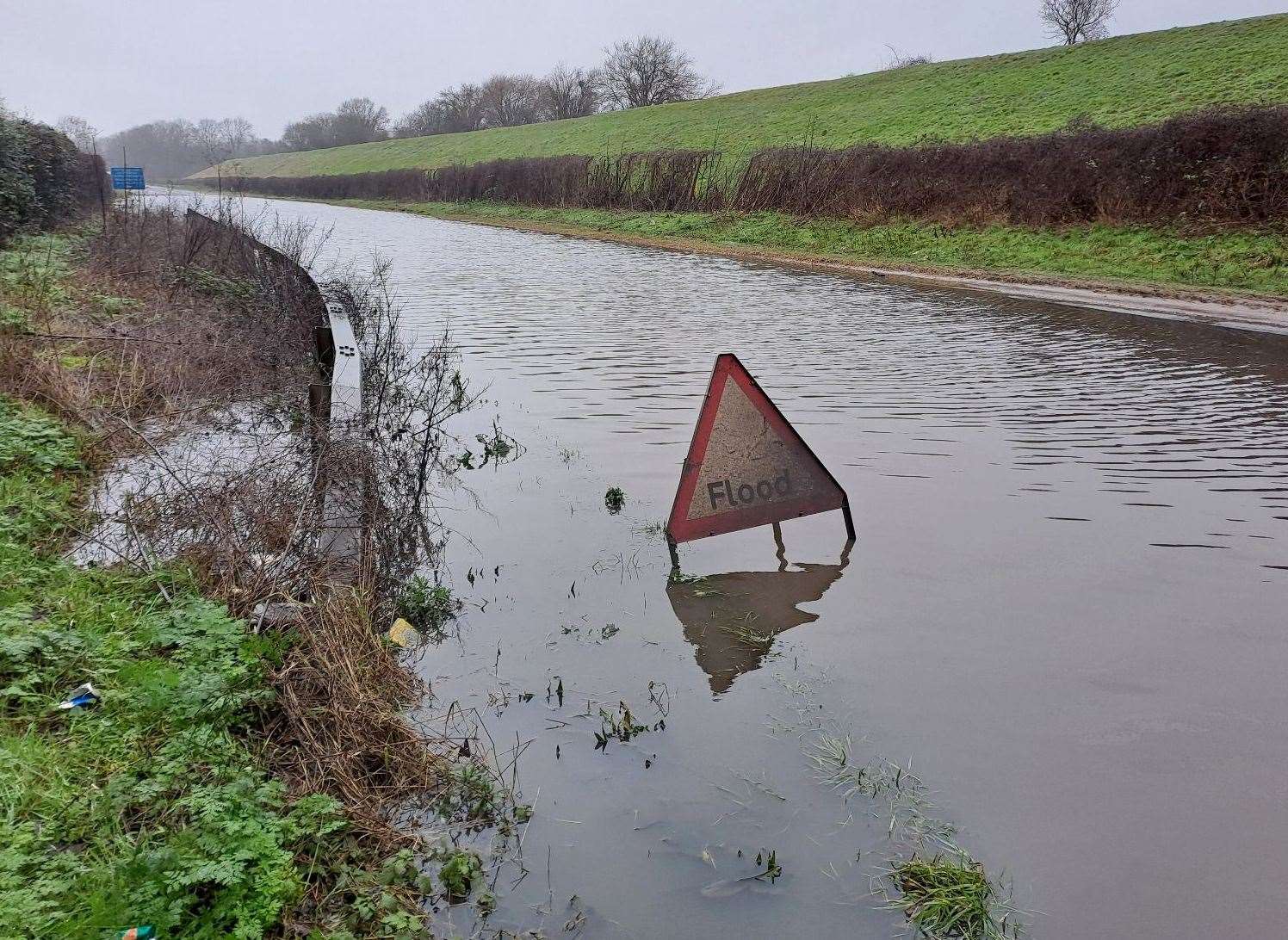 Flooding in Compiegne Way, Bury St Edmunds