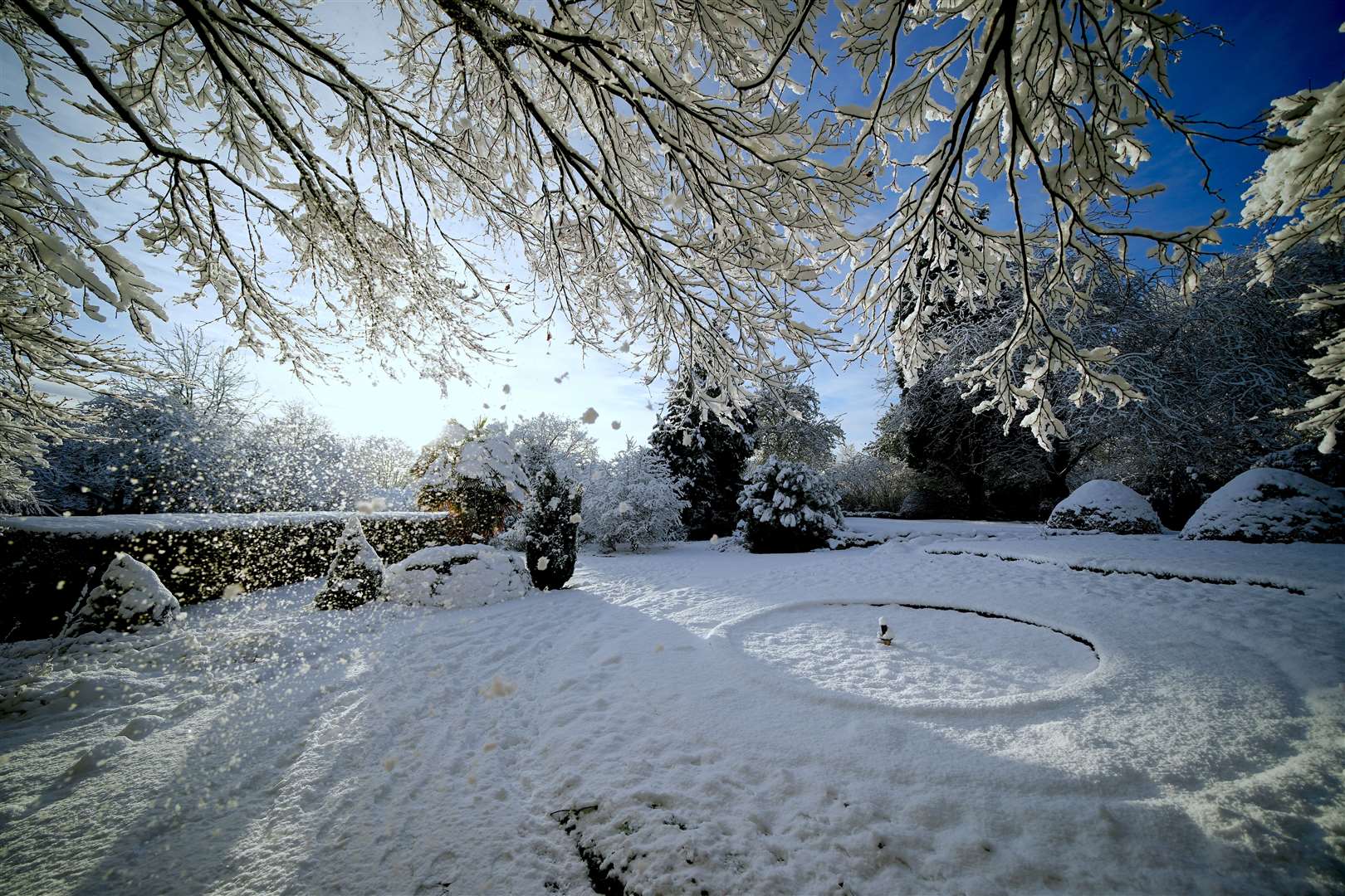 Snow covers the ground at Camp Hill in Woolton, Liverpool (Peter Byrne/PA)