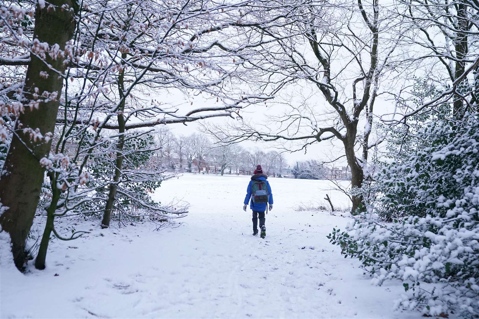 A person walks on Knutsford Heath in Cheshire (Martin Rickett/PA)