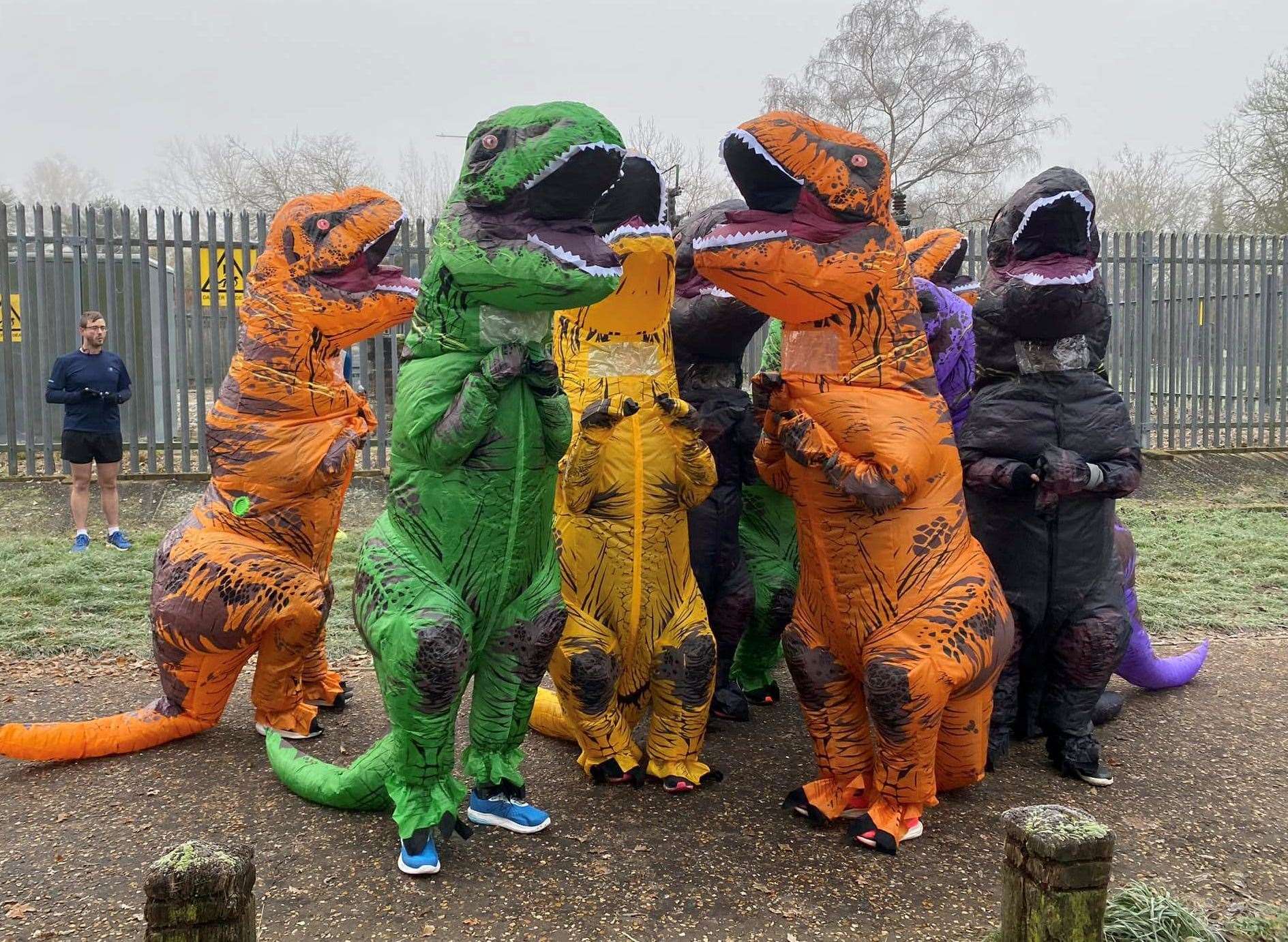 The eight dinosaurs which joined Thetford parkrun at the weekend. Pictures: Melanie Furness