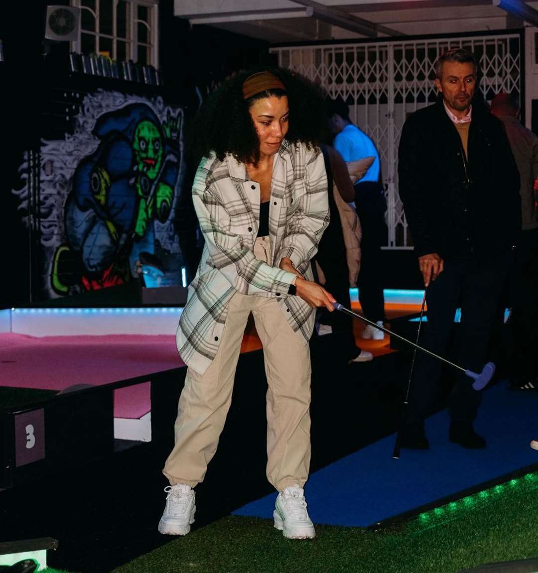 Bury Free Press reporter Tamika Green tries Bury's new crazy golf venue Sneaky Links Picture: Dan Cole