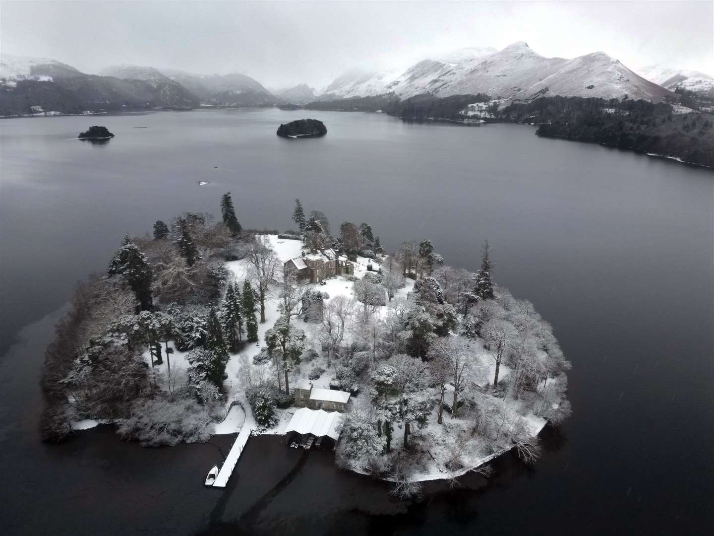 Snowy conditions on Derwent Island near Keswick, Cumbria (Owen Humphreys/PA)