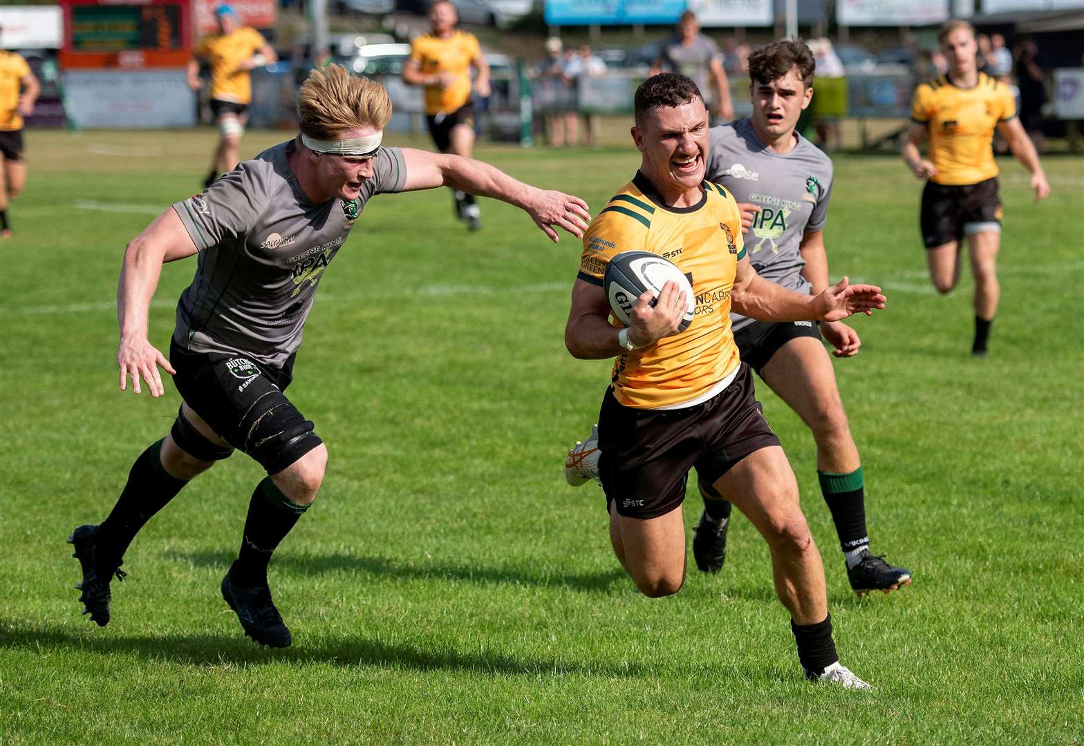 Will Christie evades the tackle to run in Bury’s second try of the afternoon Picture: Mark Westley