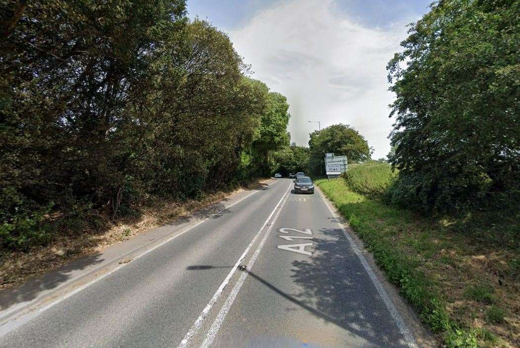 The A12 at Yoxford has waterlogged. Picture: Google