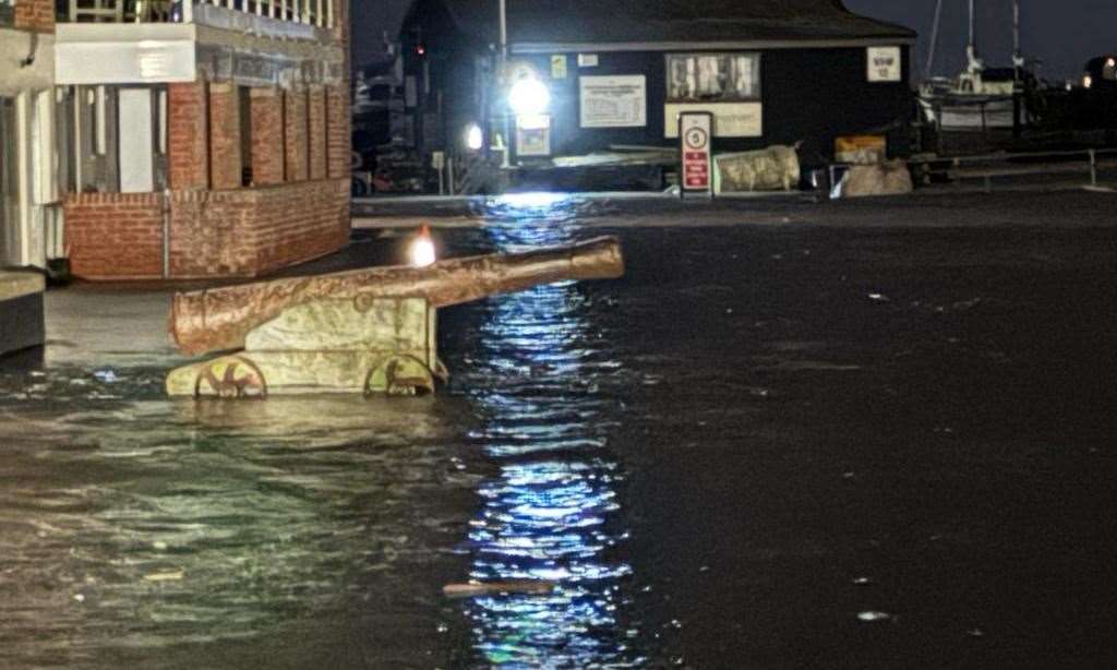 Surge waters at Southwold Harbour last night (December 21). Picture: David Beavan