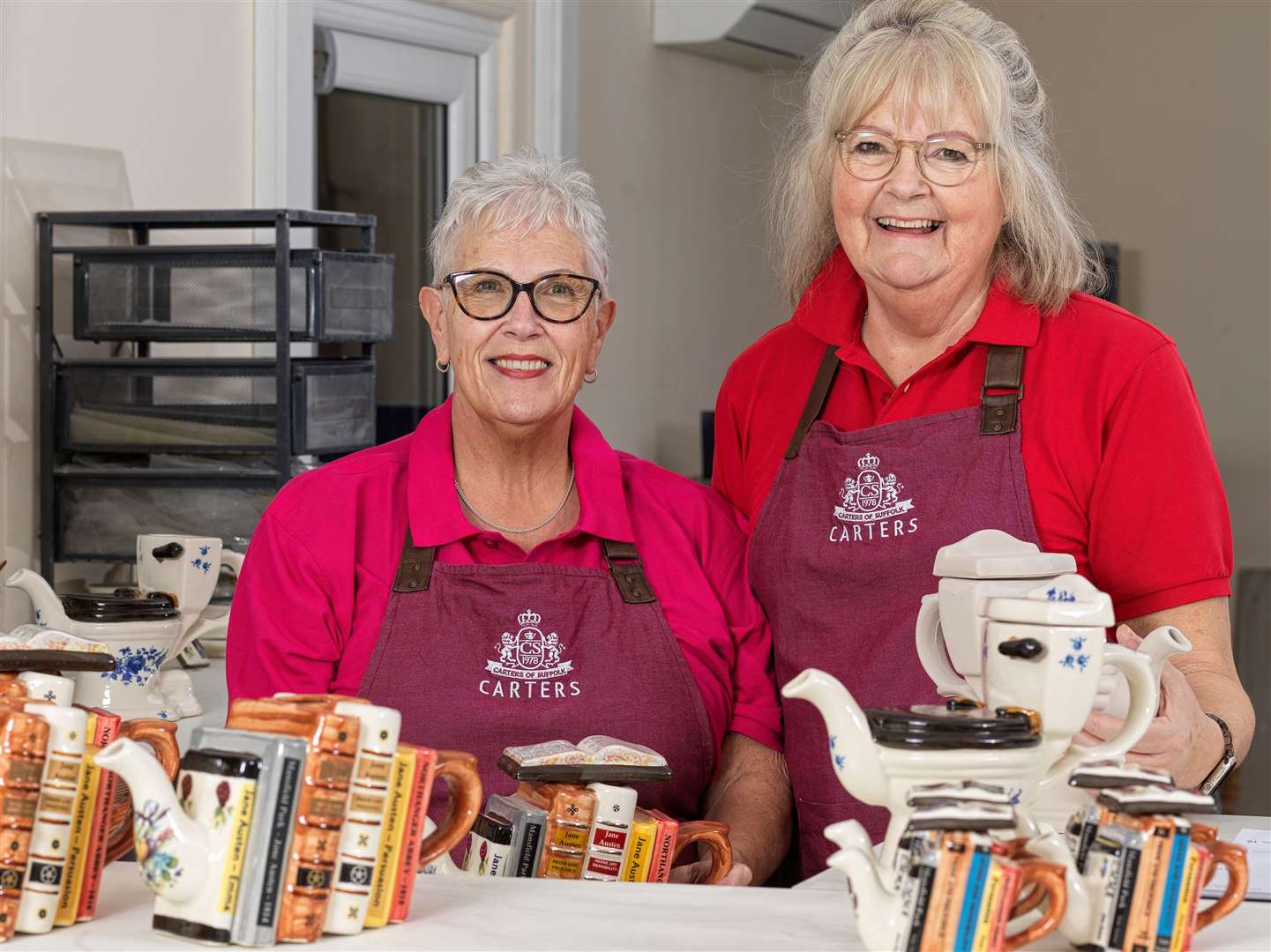 Carters of Suffolk chief executive Valerie Baldry (right) with pottery worker Carol Bridges