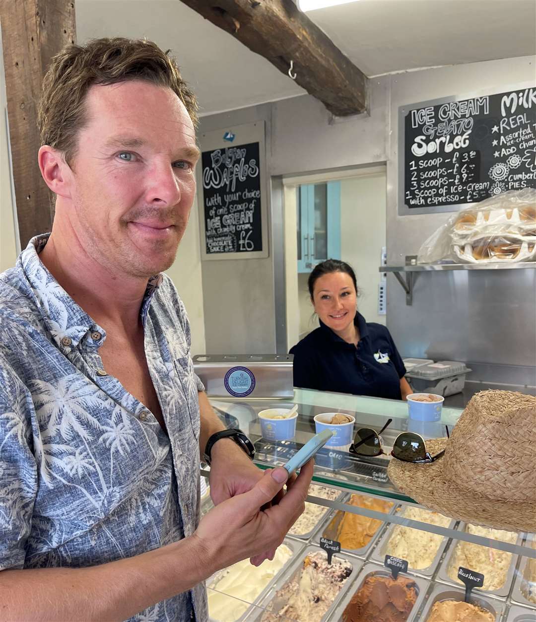 A-list star Benedict Cumberbatch visits the Creamery and Deli in Woodbridge. Picture: Ugur Vata