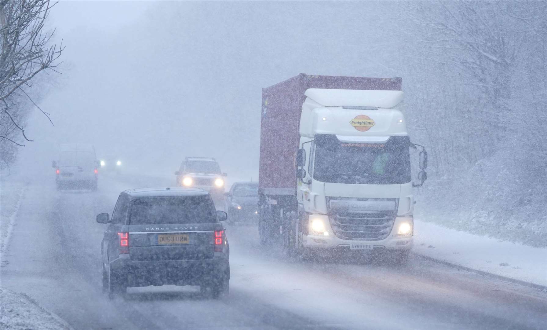 There were tricky driving conditions in Keswick, Cumbria (Owen Humphreys/PA)