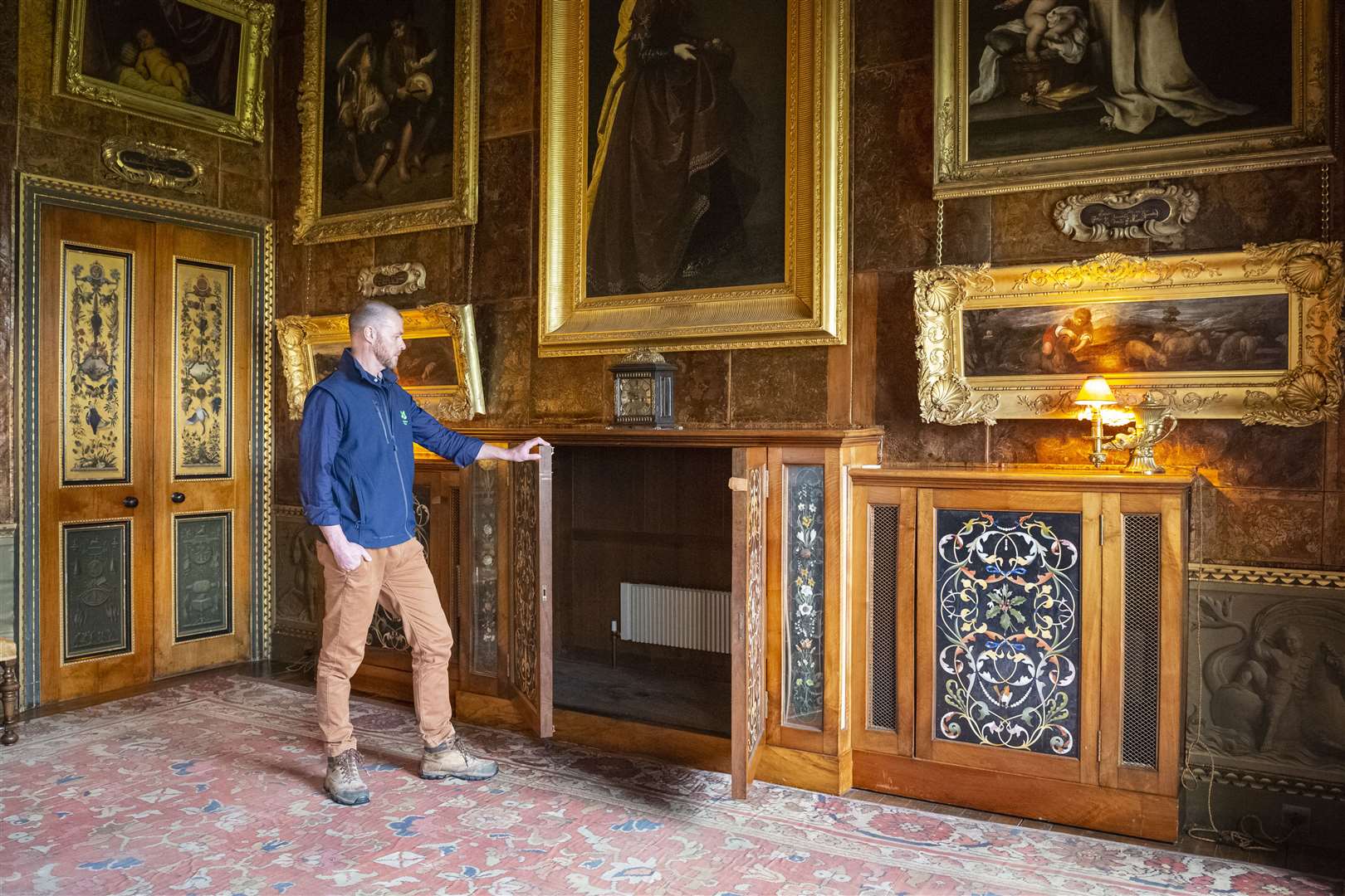 The heat pump heats the ornate radiators inside the house (James Dobson/National Trust/PA)