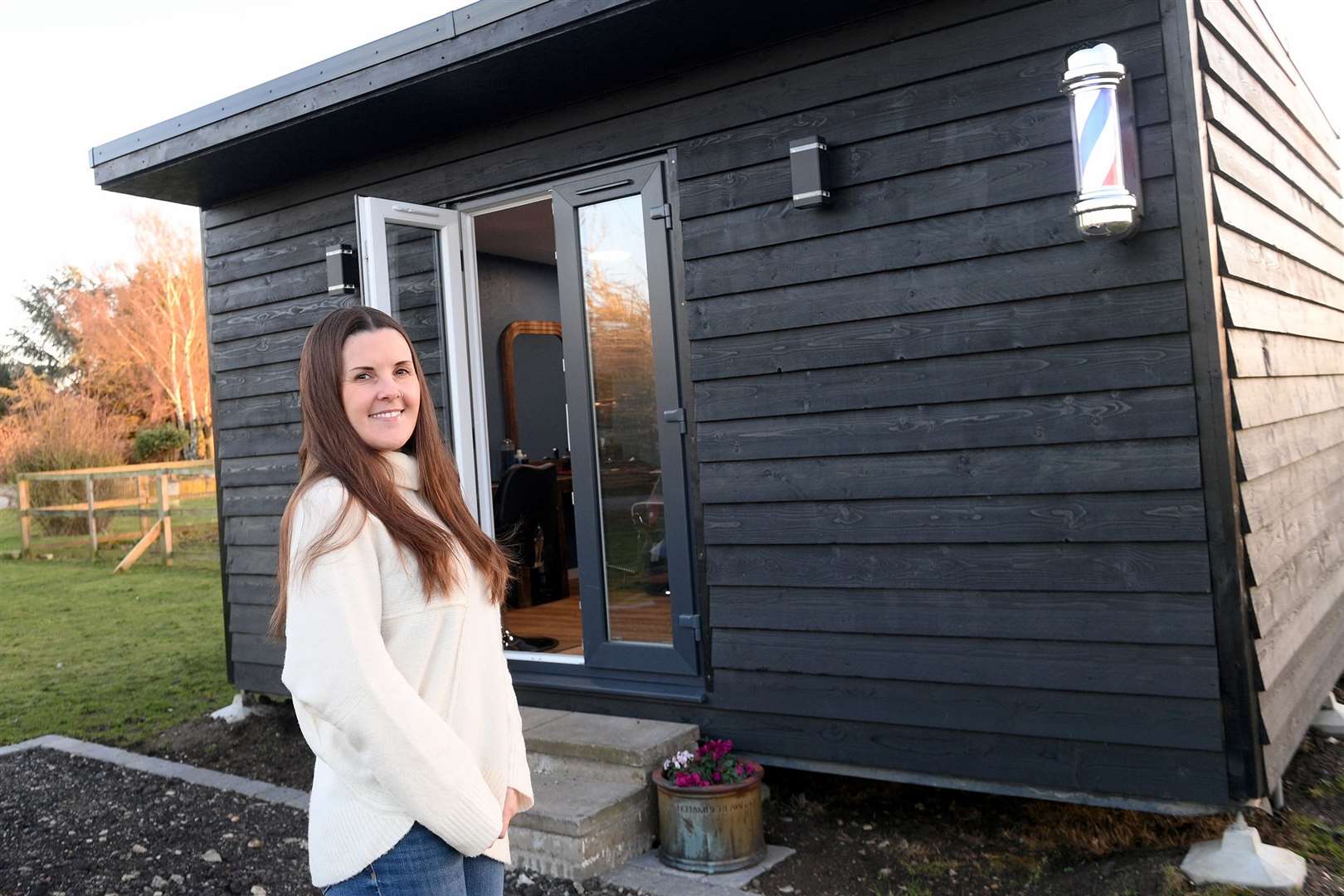 The barbershop is in a log cabin in Creeting St Mary. Picture: Mecha Morton