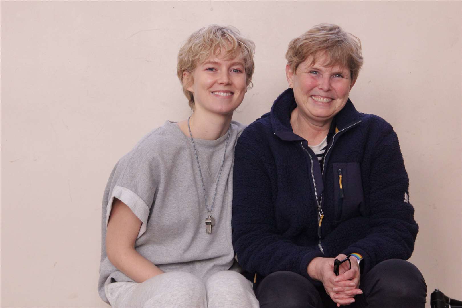 Catherine Lee, from Lavenham, and actress Rosy McEwen on set. Picture: Helene Sifre