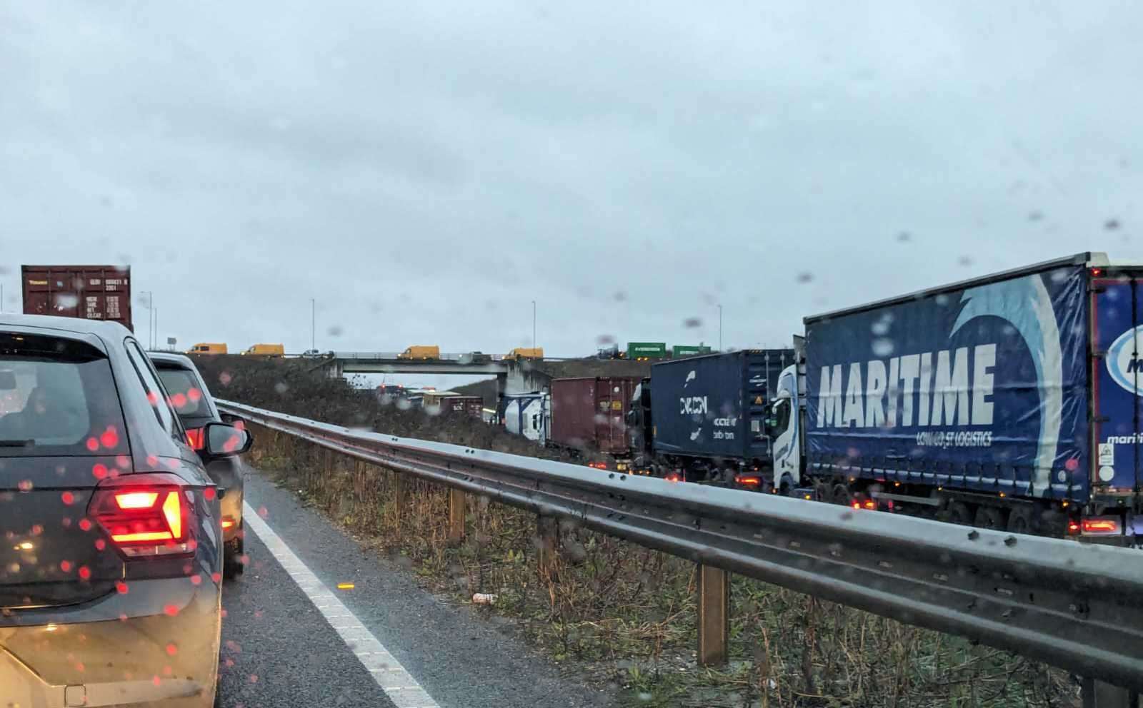 The carrigeway is closed both east and westbound. Picture: submitted