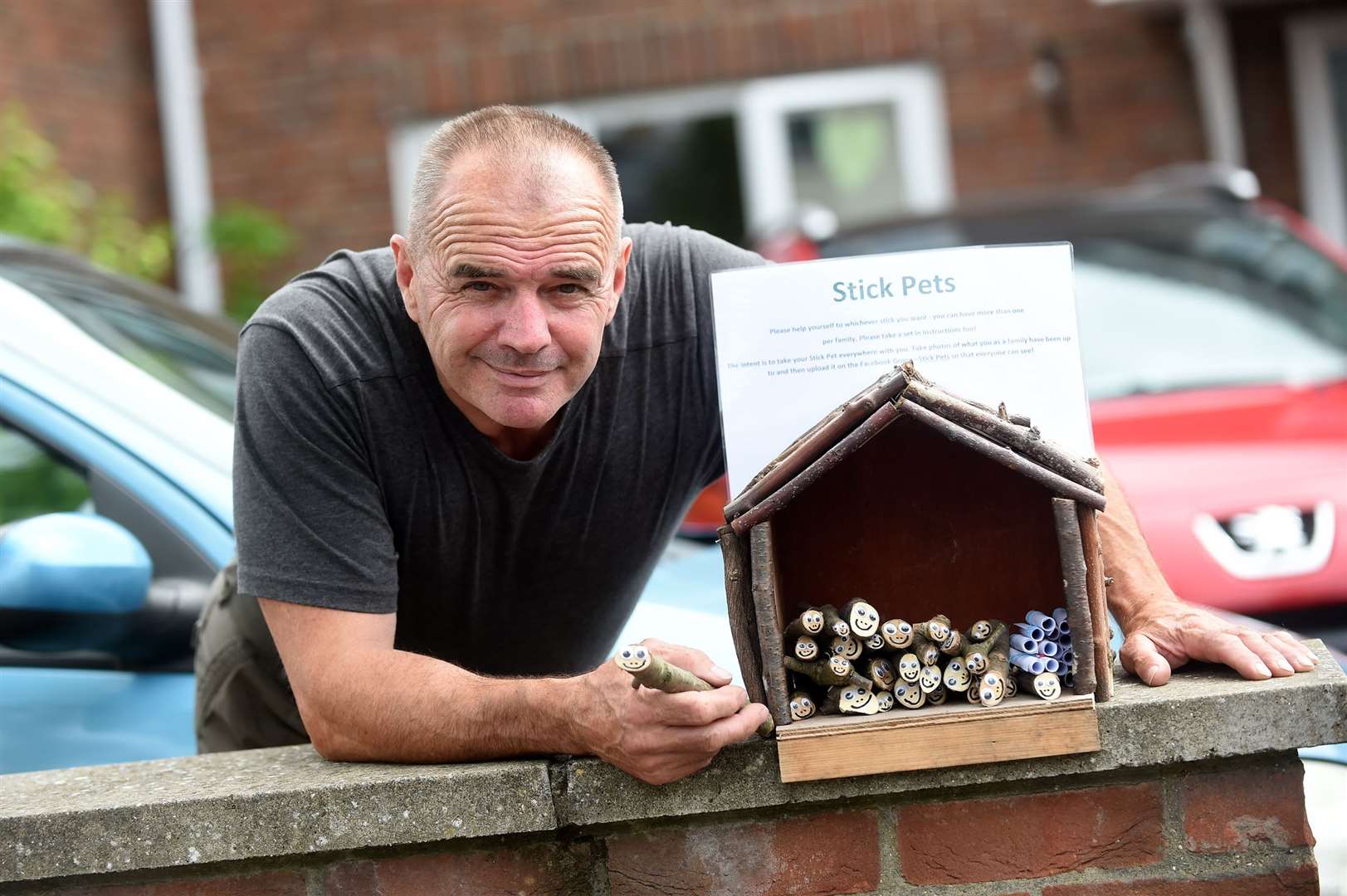 Billy Wappett with his Stick Pet House. PICTURE: Mecha Morton