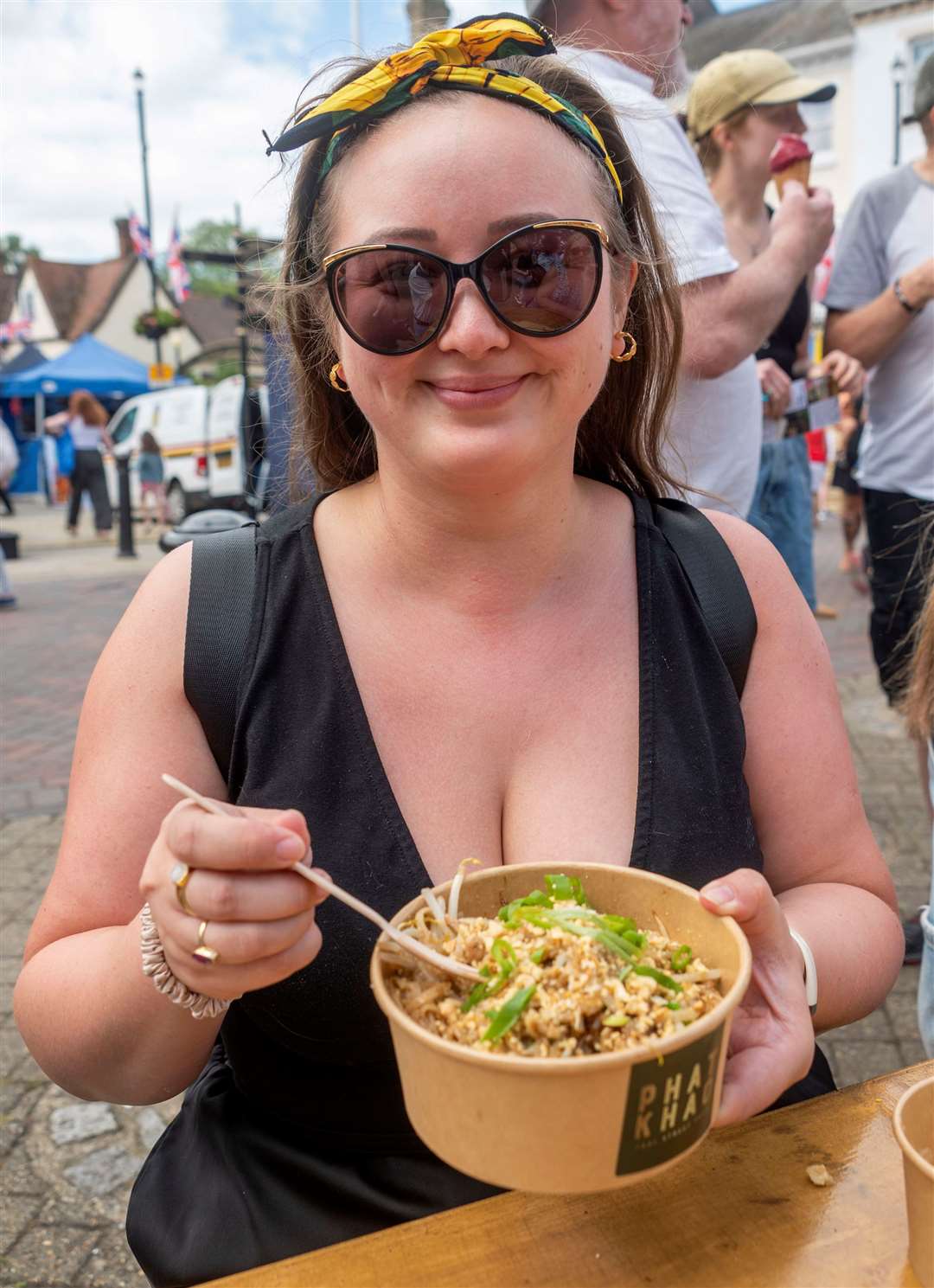 Cat Toh from Stowmarket enjoys Chicken Pad Thai. Picture: Mark Westley